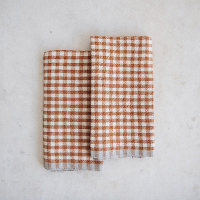 Gingham Linen Dish Towel - Dusty Blue –