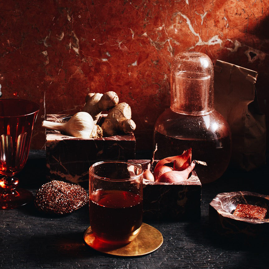 Red Marble Octagon Bowl