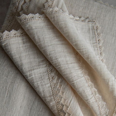 Linen Lace Napkins, Set of 4 - Sweetgrass Home