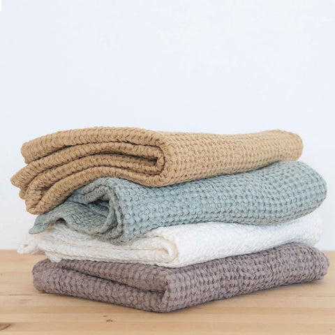 Stonewashed Soft Cotton Waffle Knit Hand Towels