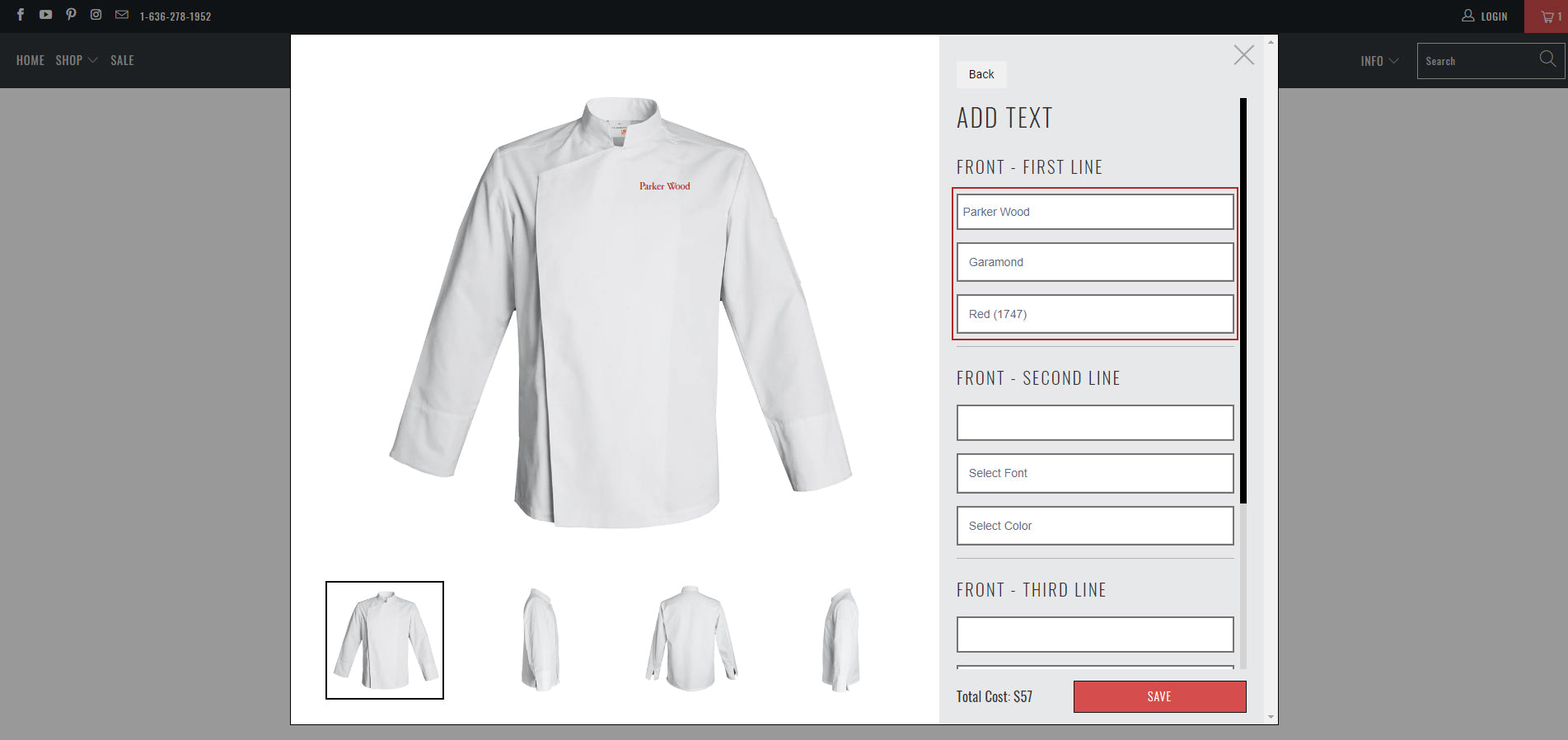 customize chef jacket with name and title