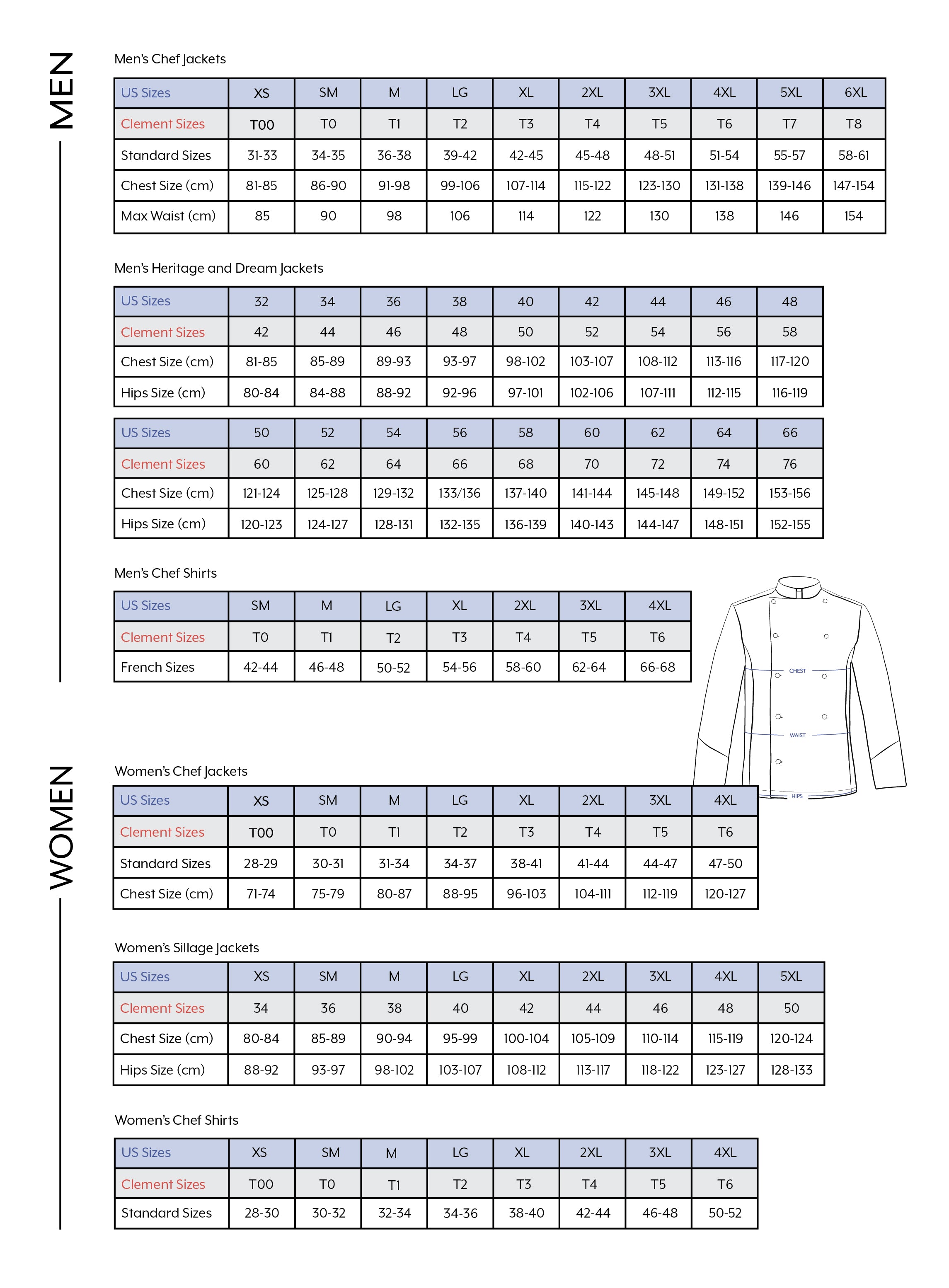 Clement Design USA Size Chart