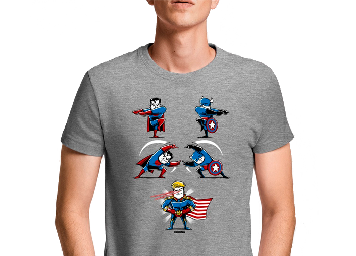 Superman - Camiseta de acero con cuello en V para hombre