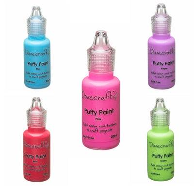 Puffy Paints by Dovecraft. 3 for 2 Offer. Pink, Red, Green, Black, Purple,  Blue