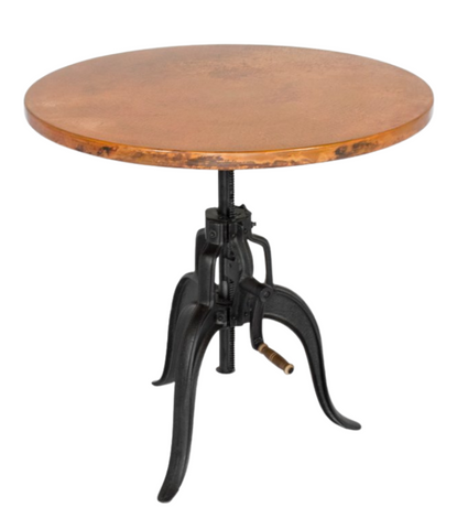 engineer crank copper bistro table