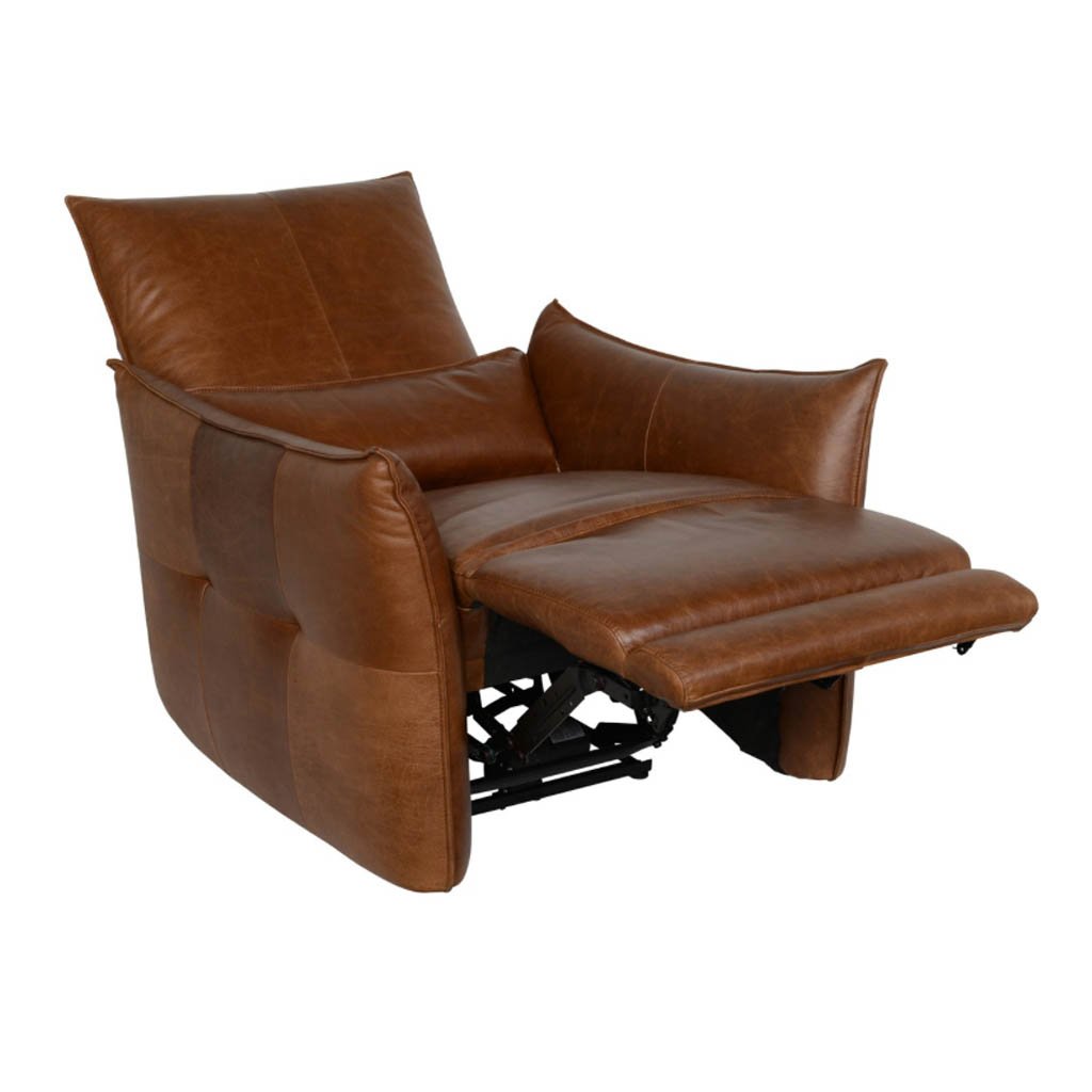 Amsterdam Power Recliner Chair In Brown Leather