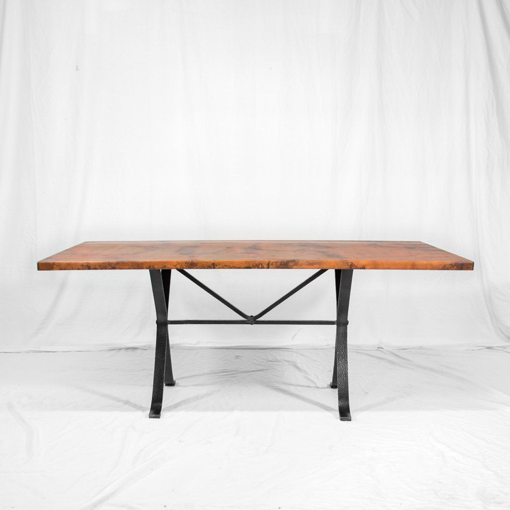 Rectangle Copper Dining Table Iron Base