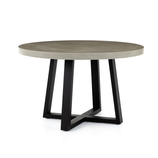 grey round outdoor dining table