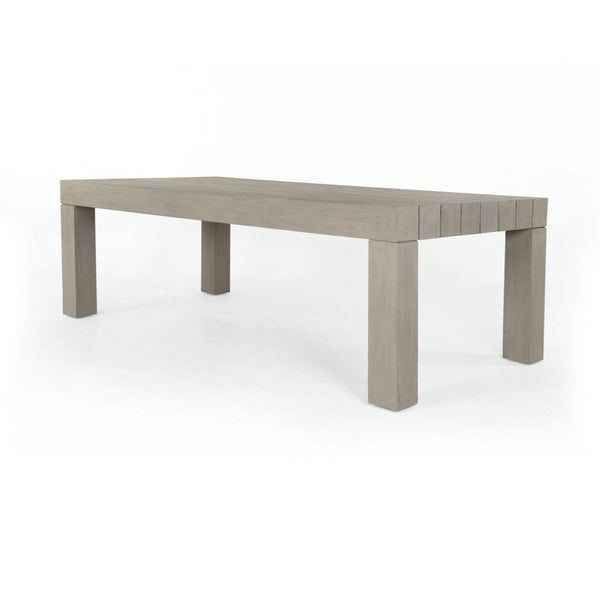 weathered gray outdoor dining table