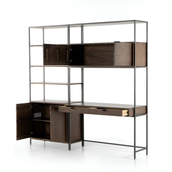 Trey Modular Wall Desk W/ 1 Bookcase - Auburn Poplar – Artesanos Design ...