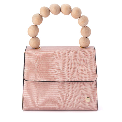 Pink bag with wooden handle | Caylee