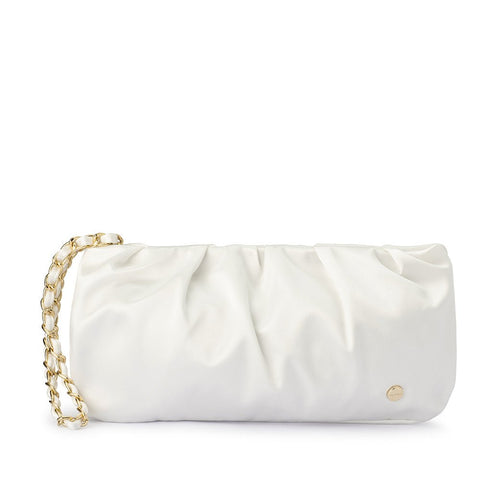 The L Pleated - White Leather Handbag