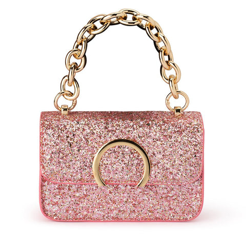 Roxanne Glitter Clutch Bag in Rose gold | ikrush