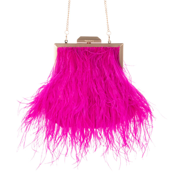 Fuchsia Feather Evening and party Bag | OLGA BERG