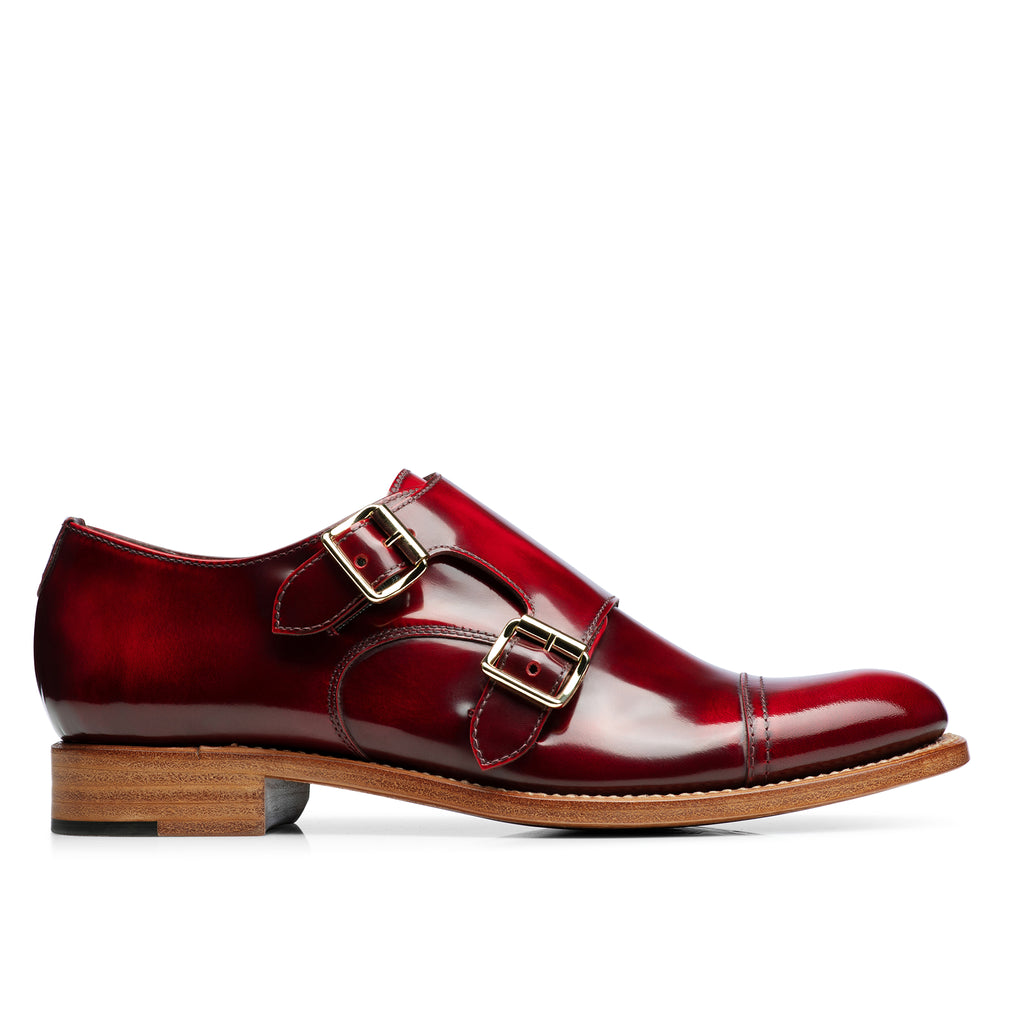 red monk strap shoes