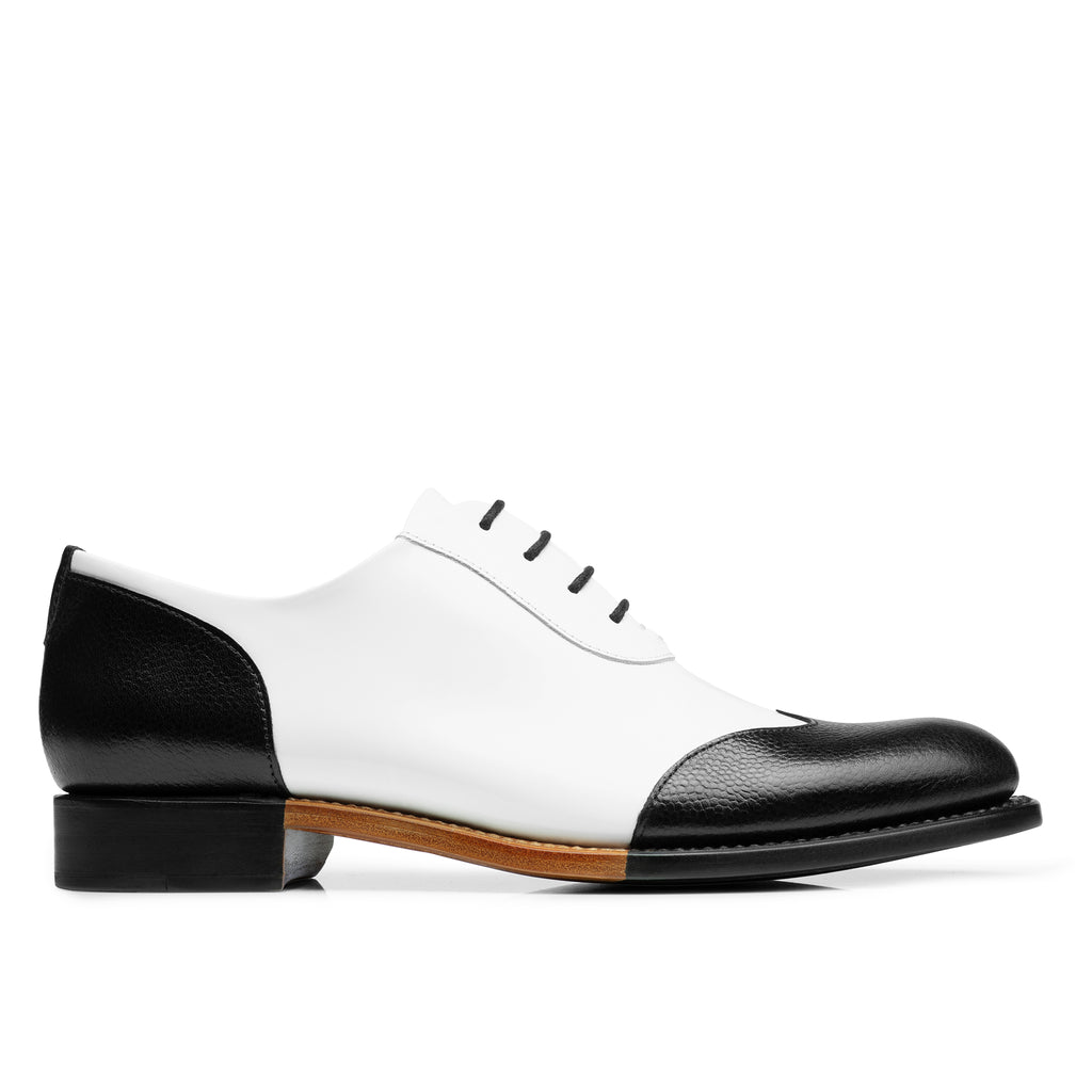 womens black and white wingtip shoes