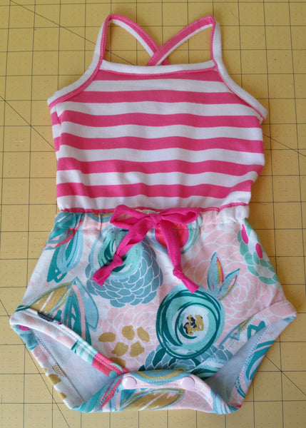 Emerie Romper - Faux Drawstring Tutorial - Striped Swallow Designs