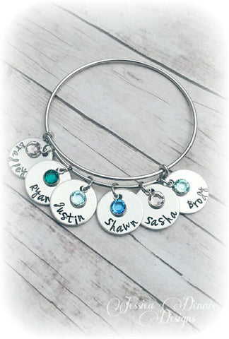 mothers bracelet with children's birthstones