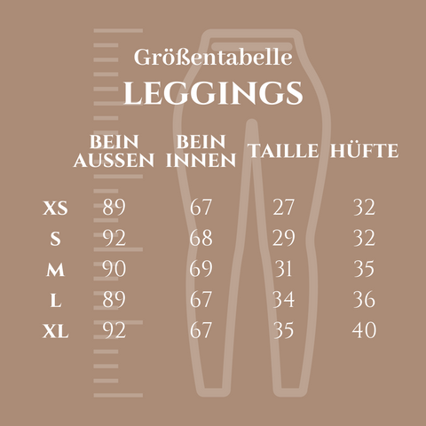 Leggings - Außen- und Innenbeinlänge, Taille und Hüfte