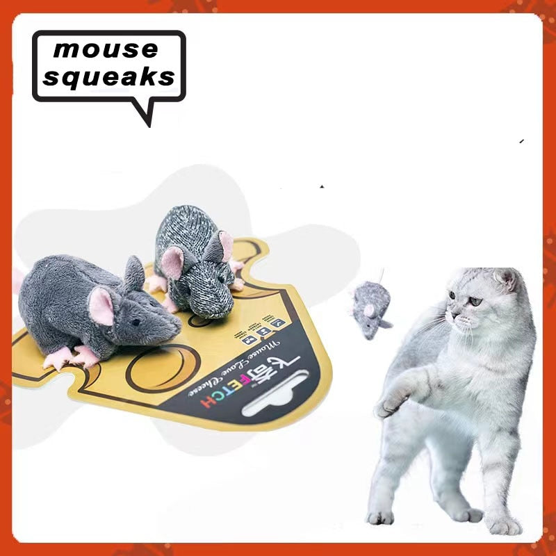 2 piece set interactive Cat Toys/ Mouse Shape Squeaking Bite Toy For teething and chewing.
