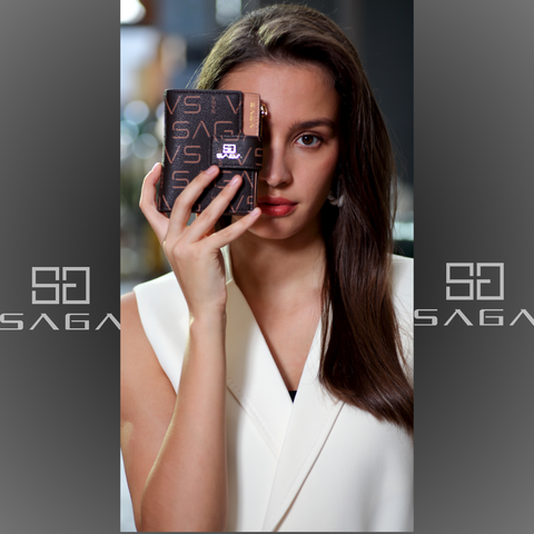 A luxurious and elegant microfiber wallet in a practical size available in two colors from Saga