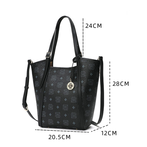 Saga luxury women's handbag with a magnetic closure and a checkered pattern.