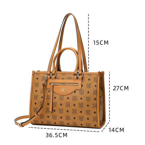 Saga brand women's handbag with a luxurious PVC leather design and specific dimensions