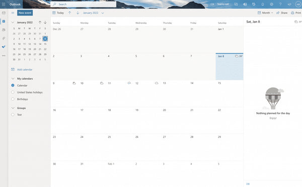Outlook calendar app