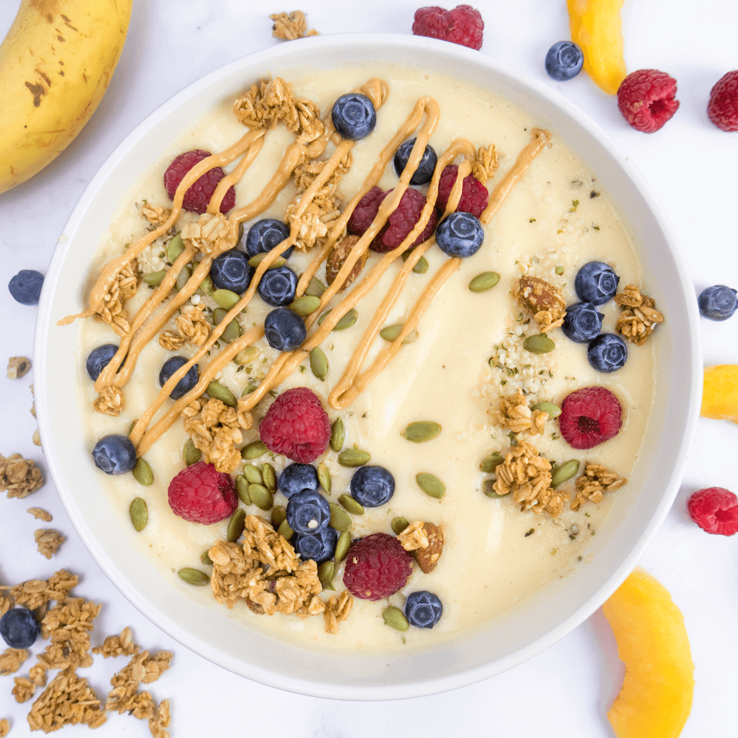 fruit nut and seed smoothie bowl