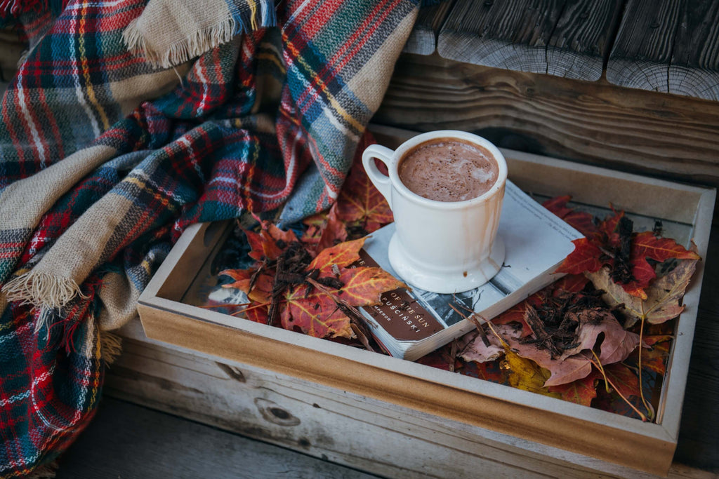 cozy fall coffee and book