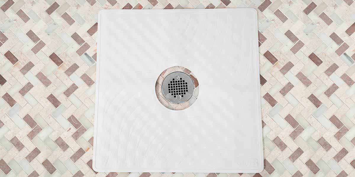 Large Square Shower Mat Non Slip - Shower Mat with Drain Hole in