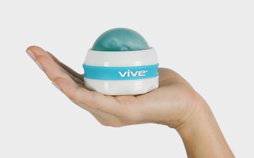 Massage roller ball placed in a hand