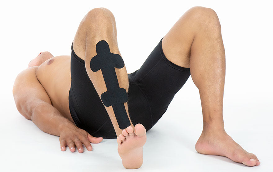 kinesiology tape on shin