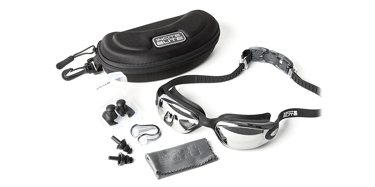 Swimming Goggles with Protective Case, Nose Clip and Ear Plugs