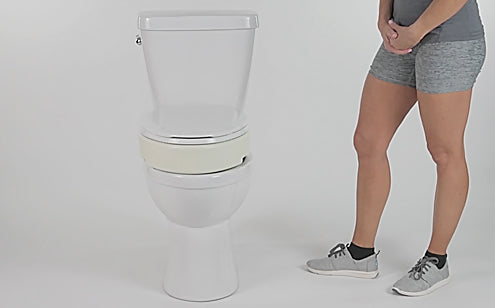 front view of installed toilet seat riser