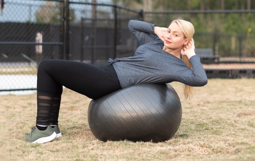 Woman exercise yogal ball