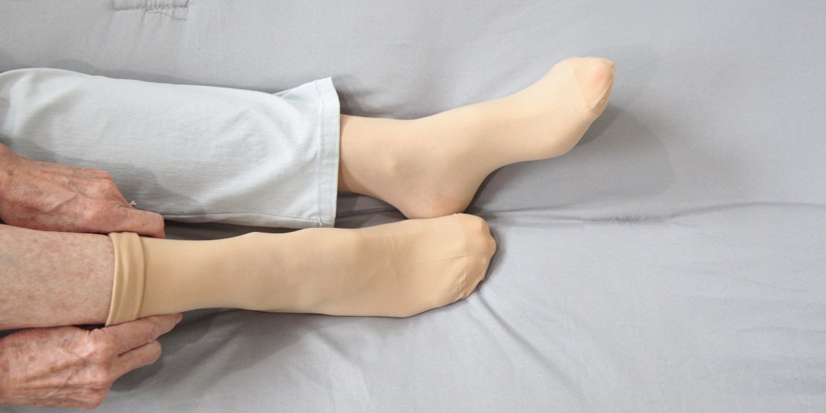 wearing compression stockings