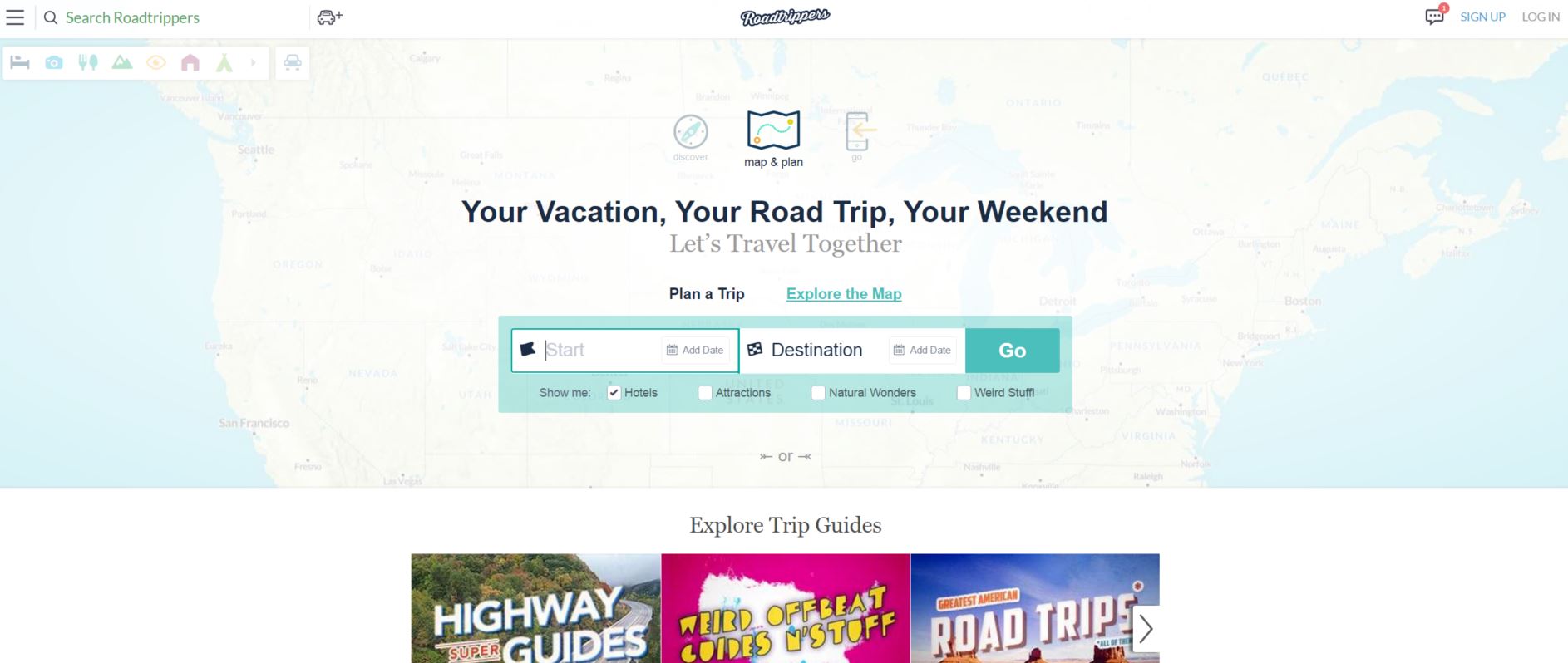 roadtrippers homepage