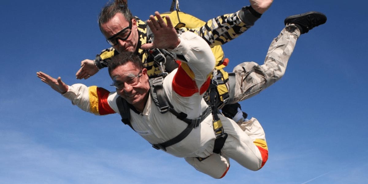 two men skydiving