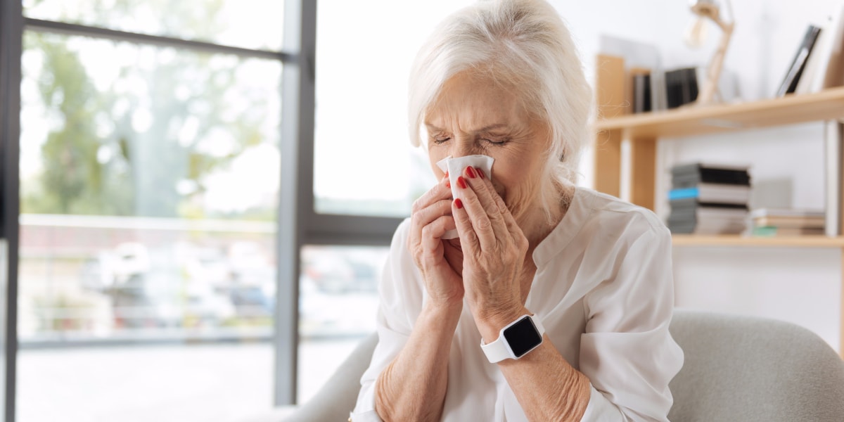 senior woman with Cough