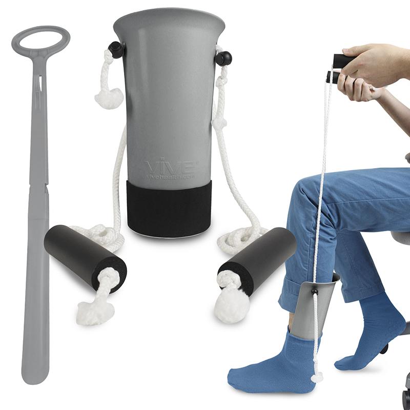 Sock Aid Kit - Long Handle Shoe Horn & Sock Remover - Vive Health