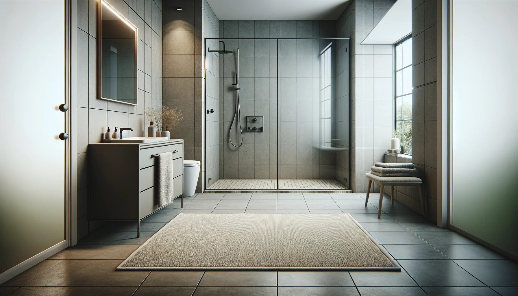 n tapis de bain design dans une salle de bain design en bois