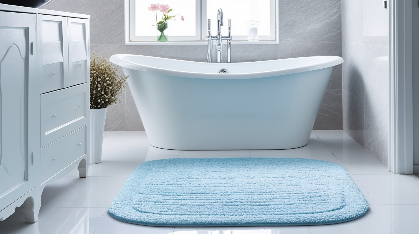 tapis de bain bleu design