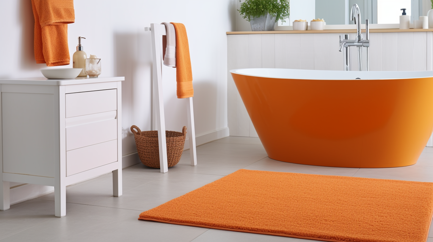 grand tapis de bain orange