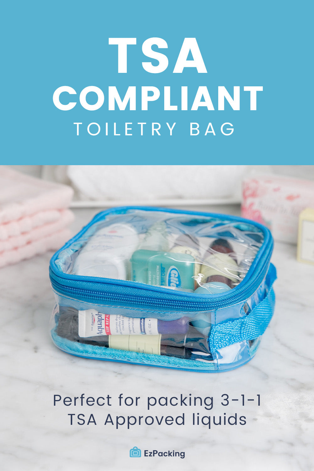 TSA Approved Clear Toiletry Bag - Quart Size 3-1-1 Liquids