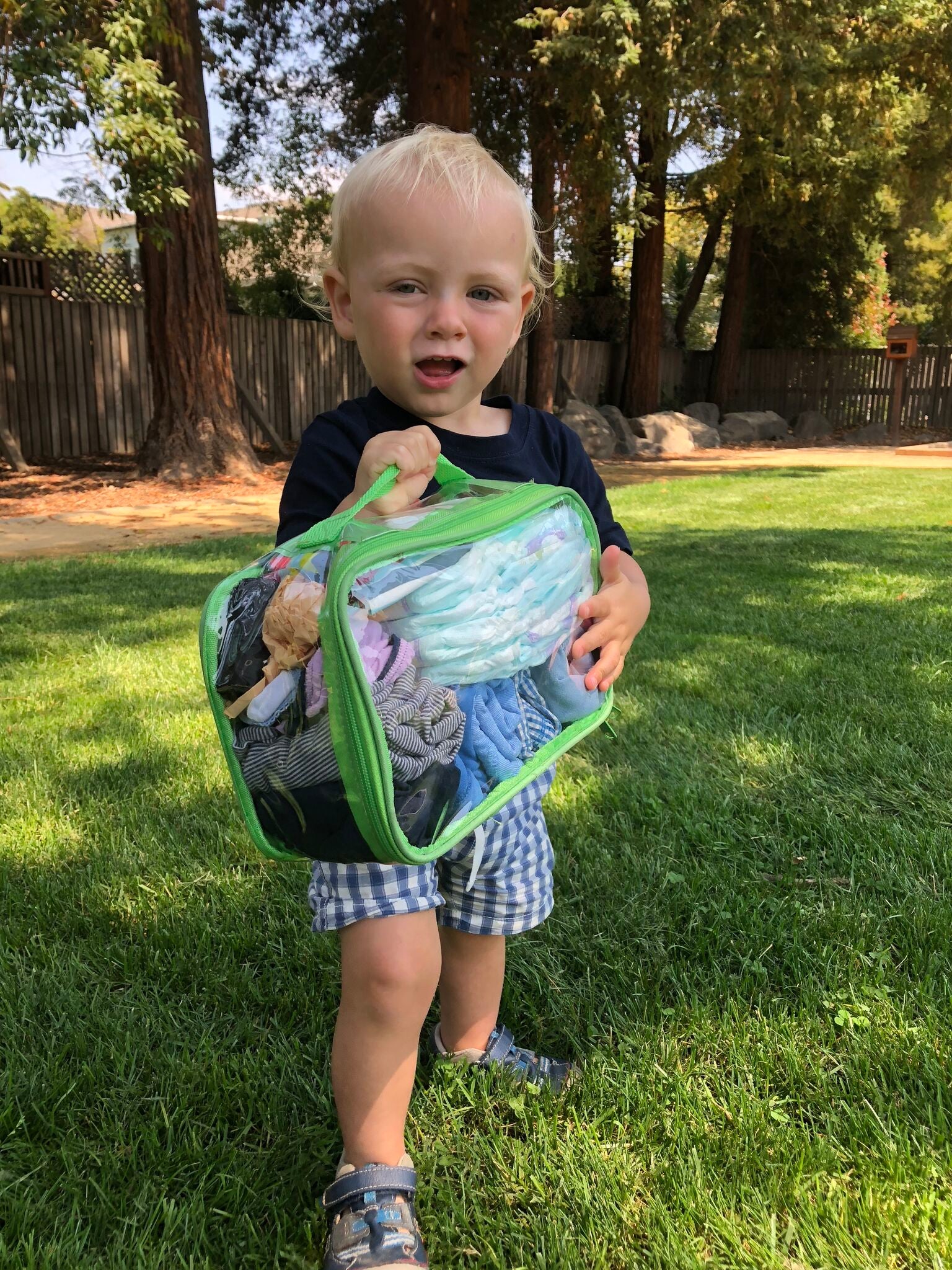 Small packing cube with diaper changing essentials