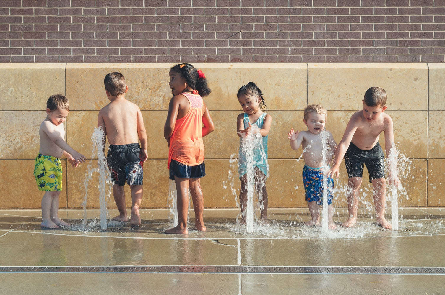 Kids playing on waterpark