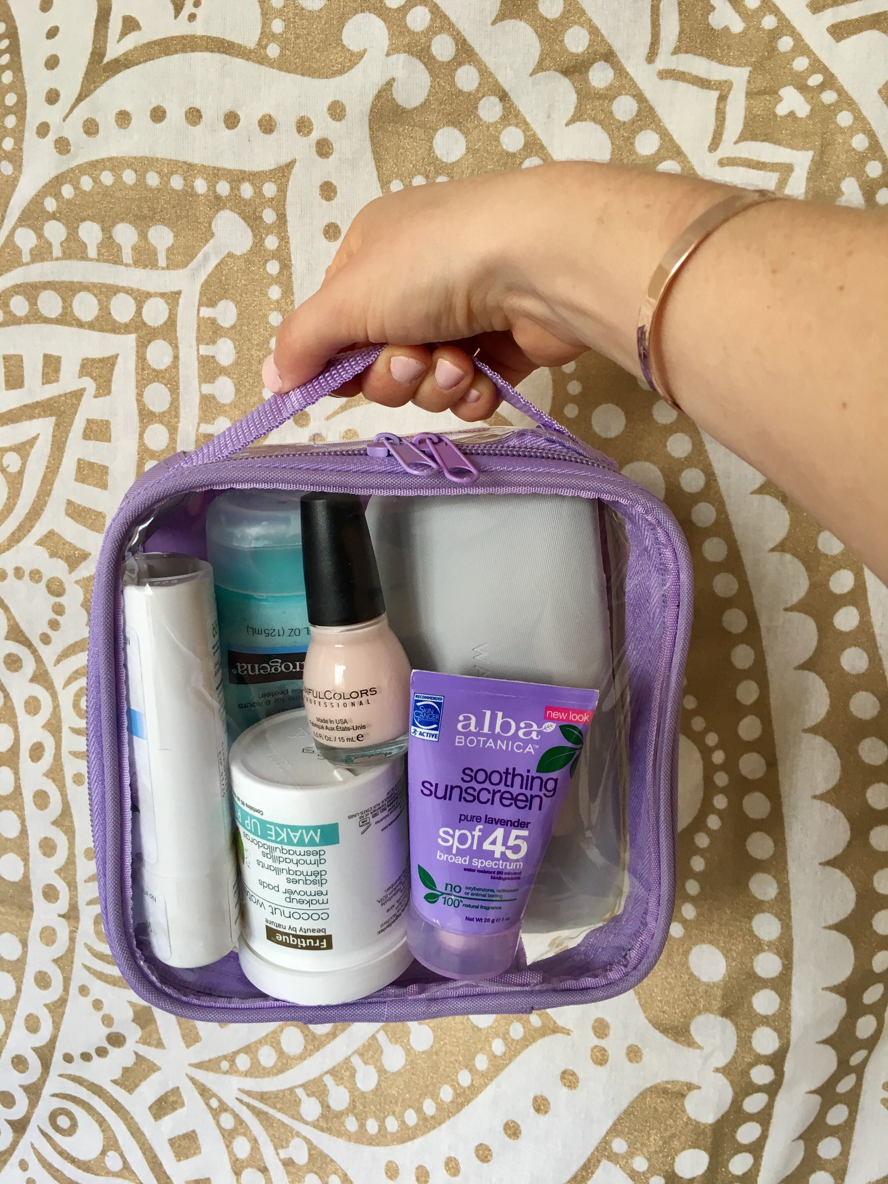 Toiletries pouch for Alaska cruise essentials