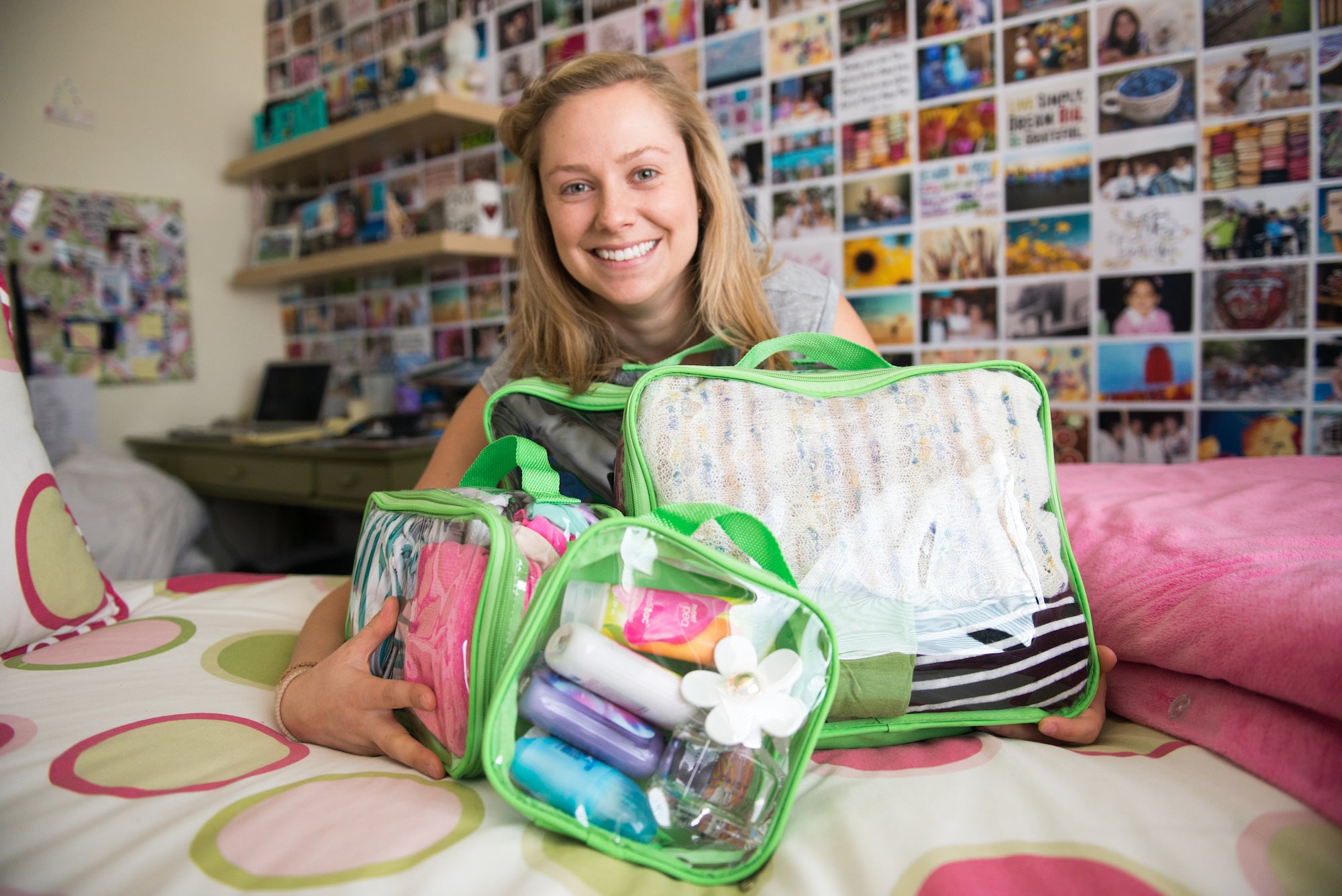 Happy packer with travel cubes