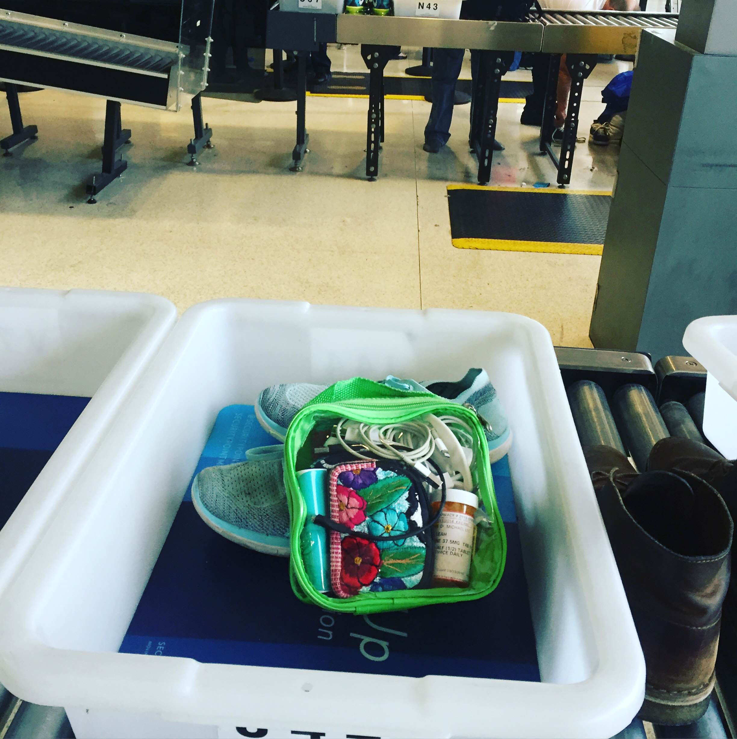 Prescription medications in airport security bin